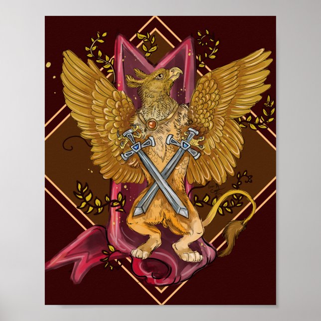 Affiche Griffin mystique avec épées (Devant)