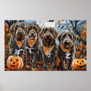 Affiche Griffon à poil dur Halloween Épouvantable