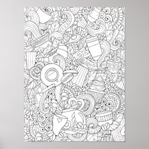 Affiche Griffonnage 2 de café et de thé