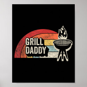 Affiche Grill Daddy Rétro Sunset BBQ Graphique Pour Papa
