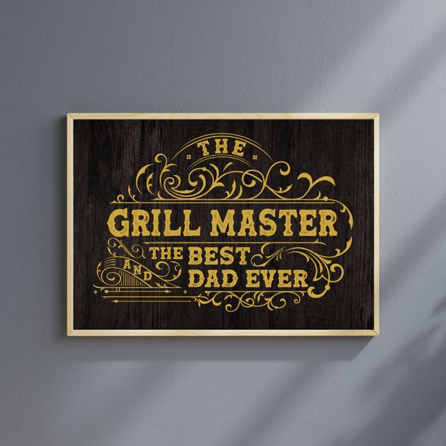 Affiche Grill Master et meilleur papa jamais Fête des père (In situ)