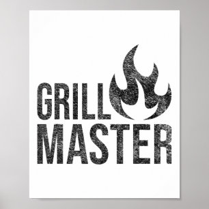 Affiche Grill Master Flamme Barbecue Barbecue Fumée Char O