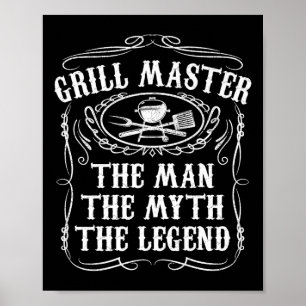 Affiche Grill Master The Man The Myth Legend Funny Bbq Smo