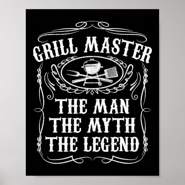 Affiche Grill Master The Man The Myth Legend Funny Bbq Smo (Devant)