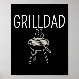 Affiche Grill Papa - Papa De L'Année Drôle Bbq Expert Fumé