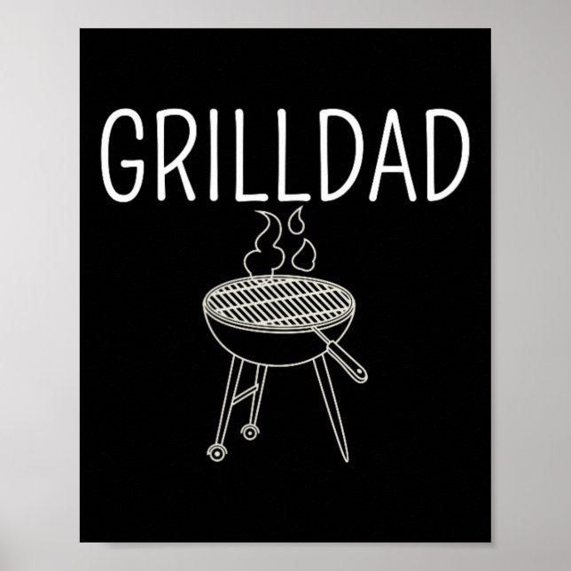 Affiche Grill Papa - Papa De L'Année Drôle Bbq Expert Fumé (Devant)