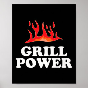 Affiche Grill Power - Drôle Barbeque Bbq Slogan Dire Avant