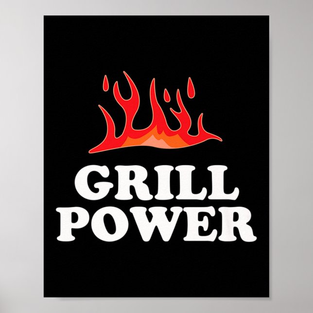 Affiche Grill Power - Drôle Barbeque Bbq Slogan Dire Avant (Devant)