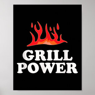 Affiche Grill Power - Drôle Barbeque Bbq Slogan Dit