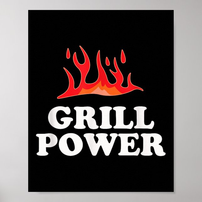 Affiche Grill Power - Drôle Barbeque Bbq Slogan Dit (Devant)