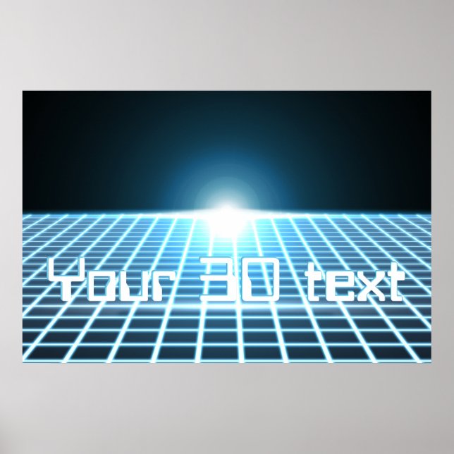 Affiche Grille 3D brillante avec texte personnalisable (Devant)
