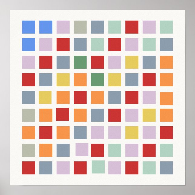 Affiche Grille couleur basée sur les règles, motif généré  (Devant)