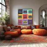 Affiche Grille d'art de la machine à écrire couleur rétro<br><div class="desc">Apportez une explosion de créativité et de nostalgie dans n'importe quel espace avec cette grille pop art d'inspiration rétro avec des machines à écrire colorées. Les couleurs vibrantes et le format de grille iconique font de cette oeuvre une pièce idéale pour les amateurs d'esthétique vintage et de culture pop. Idéal...</div>