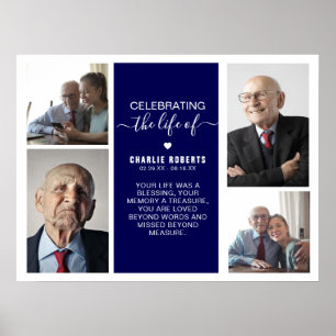 Affiche Grille de photos modernes Mémorial   Funérailles