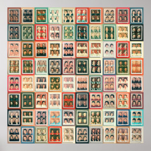 Affiche Grille de portraits colorés de Polacolor Vintage e