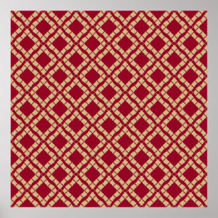 Affiche Grille dorée géométrique sans couture motif à l'or