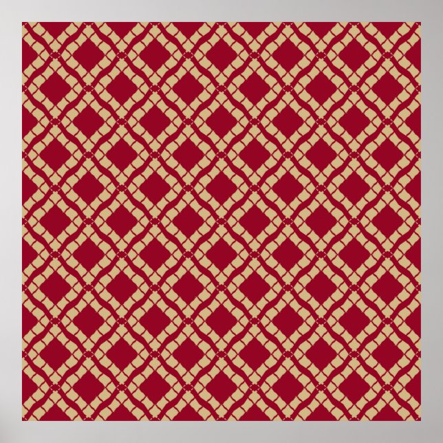 Affiche Grille dorée géométrique sans couture motif à l'or (Devant)