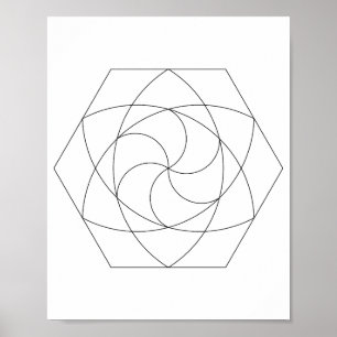 Affiche Grille hexagonale en art linéaire