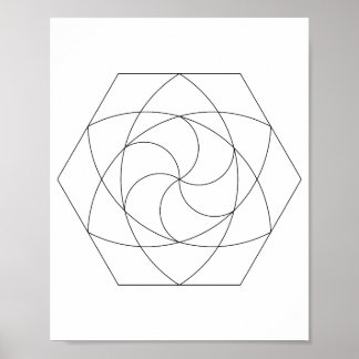 Affiche Grille hexagonale en art linéaire