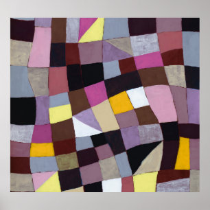 Affiche Grille Irrégulière : Peinture Abstraite Violet-Jau
