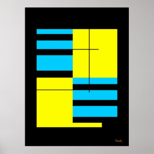 Affiche Grille jaune et cyan Bauhaus Conception minimalist