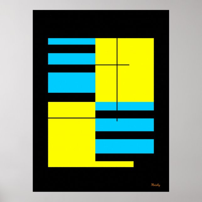 Affiche Grille jaune et cyan Bauhaus Conception minimalist (Devant)