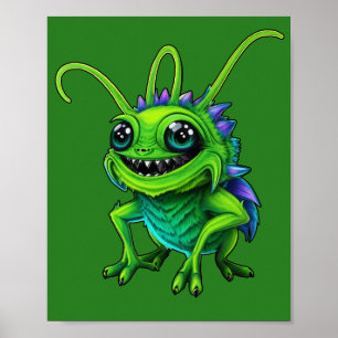 Affiche Grille monstre verte -