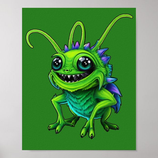 Affiche Grille monstre verte - (Devant)