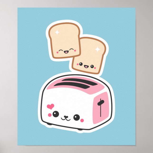 Affiche Grille-pain mignonne avec bon toast (Devant)