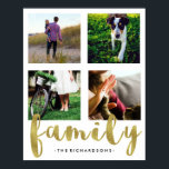 Affiche Grille photo famille blanche moderne avec Faux Gol<br><div class="desc">Cette affiche simple et élégante est la meilleure façon de montrer quelques-unes de vos photos de famille préférées. Un arrière - plan blanc dispose d'une tache pour quatre de vos propres photos carrés que vous pouvez attacher simplement en utilisant le modèle. (Les photos Instagram sont parfaites.) Le mot "famille" apparaît...</div>