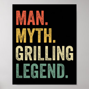 Affiche Griller le barbecue homme drôle mythe gril légende