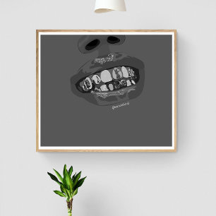Affiche Grillz esthétique, Grilles d'or (Grillz) dents art