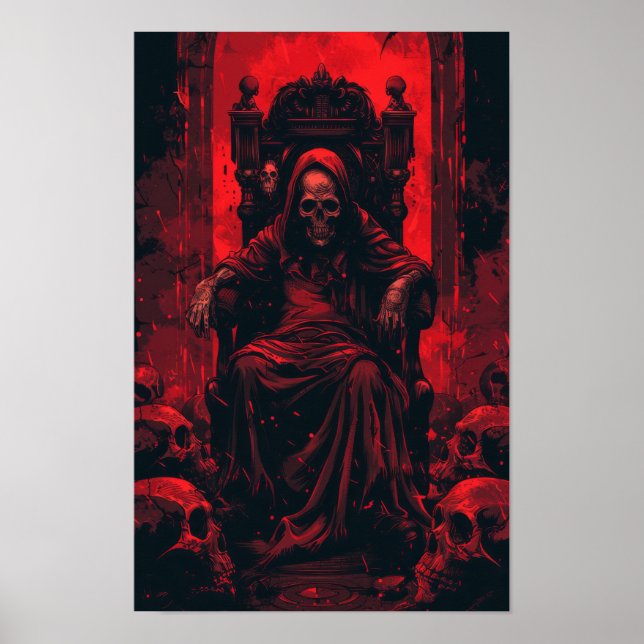 Affiche Grim Reaper assis sur l'affiche du trône (Devant)