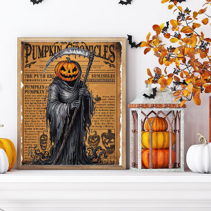 Affiche Grim Reaper Style Vintage journal Halloween