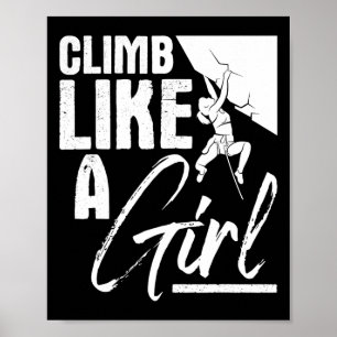 Affiche Grimpe Comme Une Fille - Sportive Bloc Escaladeuse