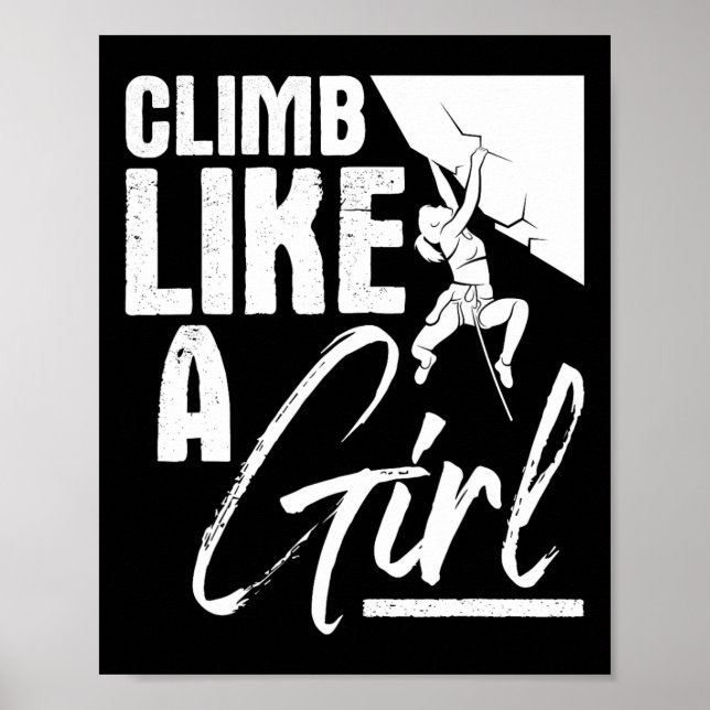 Affiche Grimpe Comme Une Fille - Sportive Bloc Escaladeuse (Devant)