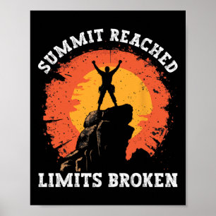 Affiche grimpeur de blocs sommet atteindre montagne rocheu