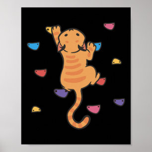 Affiche Grimpeur de chat drôle Escalade Rocher Mignon Boul