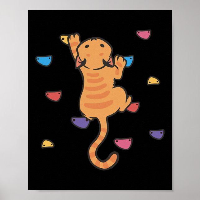 Affiche Grimpeur de chat drôle Escalade Rocher Mignon Boul (Devant)