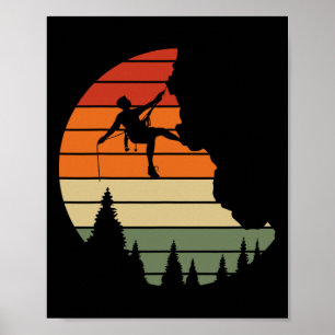 Affiche Grimpeur de Montagne Escalade de Falaises Rétro Mo