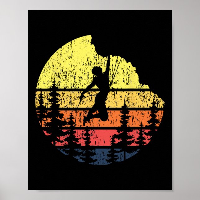 Affiche Grimpeur de roche au coucher du soleil rétro - Blo (Devant)
