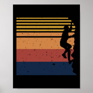 Affiche Grimpeur d'escalade de bloc de style vintage rétro