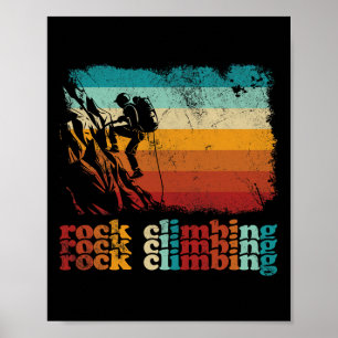 Affiche Grimpeur d'escalade de roche de style rétro vintag