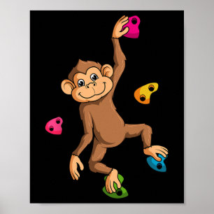 Affiche Grimpeur d'escalade libre de blocs singe petit roc