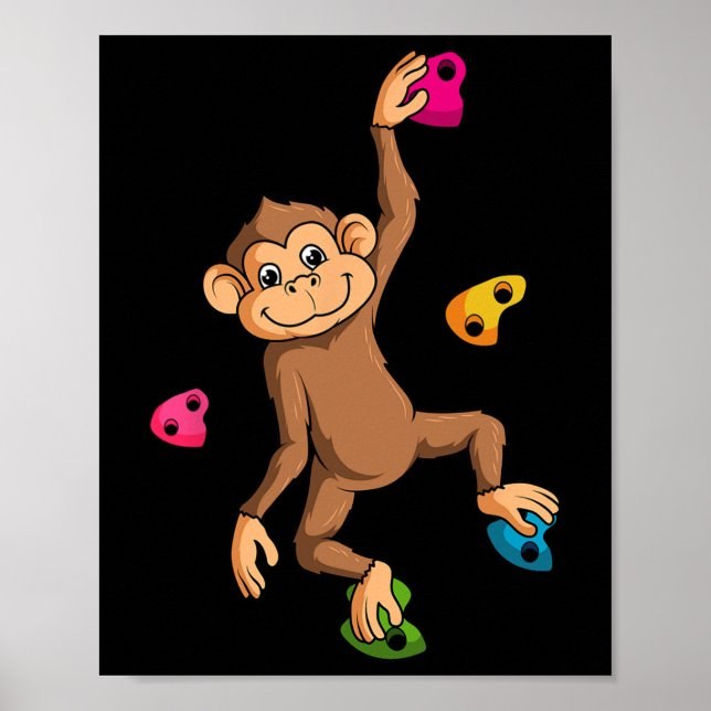 Affiche Grimpeur d'escalade libre de blocs singe petit roc (Devant)