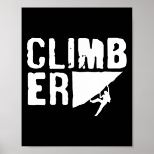Affiche Grimpeur escaladant le rocher d'escalade de bloc