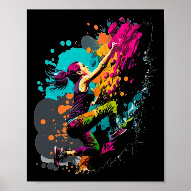 Affiche Grimpeur Intérieur d'escalade de mur Bouldering Cl (Devant)