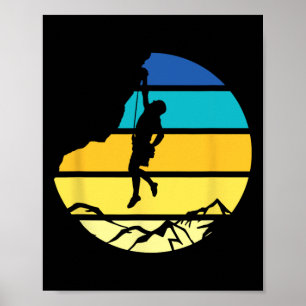 Affiche Grimpeur Montagne Loisirs Sportifs Bloc Rétro Roch