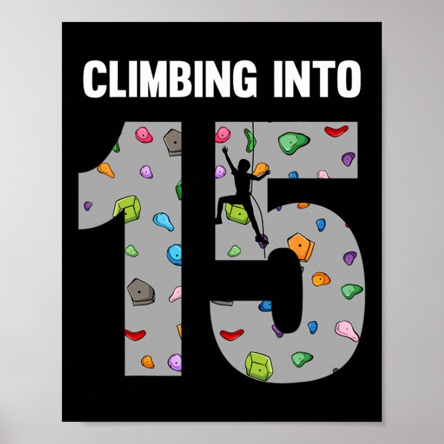 Affiche Grimpeur pour son 15e anniversaire 15 ans qui grim (Devant)