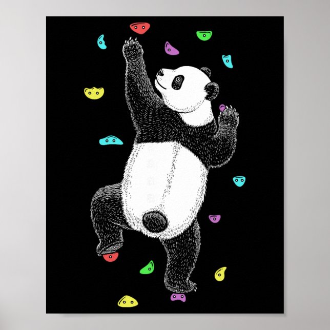 Affiche Grimpeur sur mur intérieur Panda drôle (Devant)